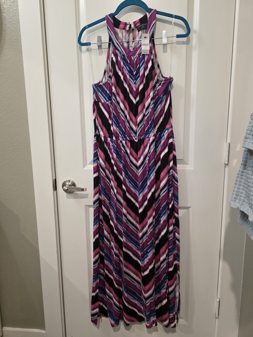 NWT Lane Bryant Chevron Print Maxi Dress 14/16 Purple Sleeveless